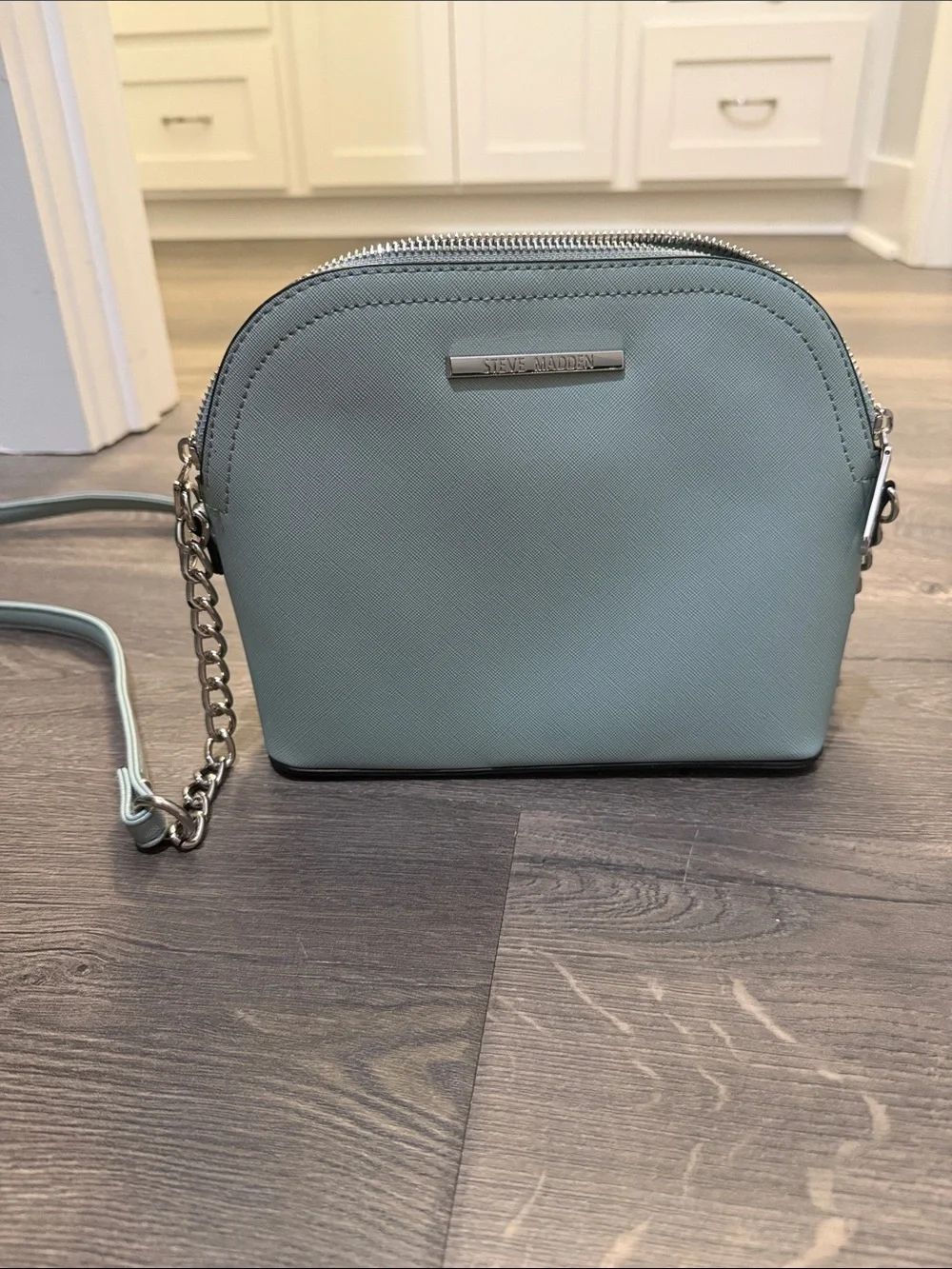 Steve Madden Light Blue Dome Crossbody with Chain Strap
